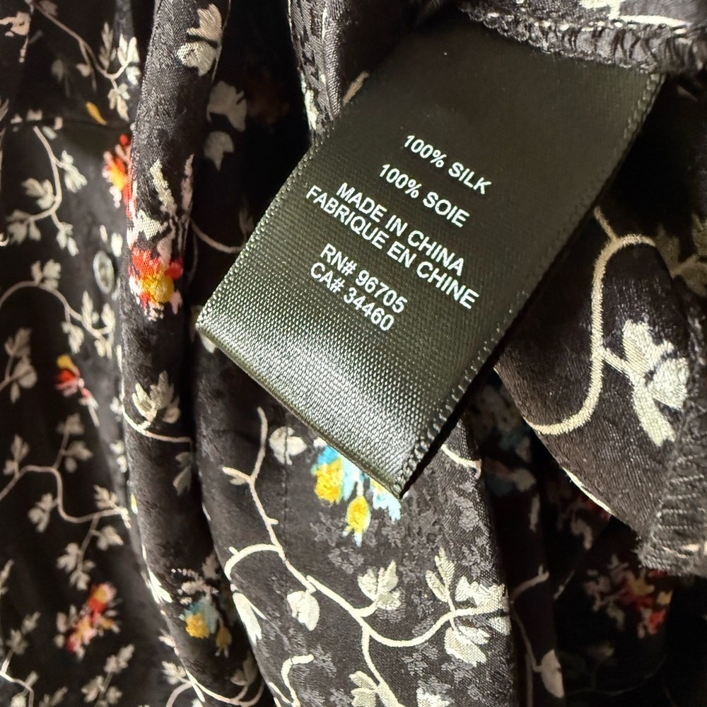 Rebecca Taylor 100% Silk Black Floral Vine Print Cropped Wide Leg Jumpsuit - Picture 10 of 15